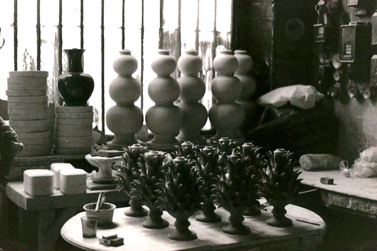 Archives : candlestick flames Jean Roger paris glazed earthenware candlestick decorative object