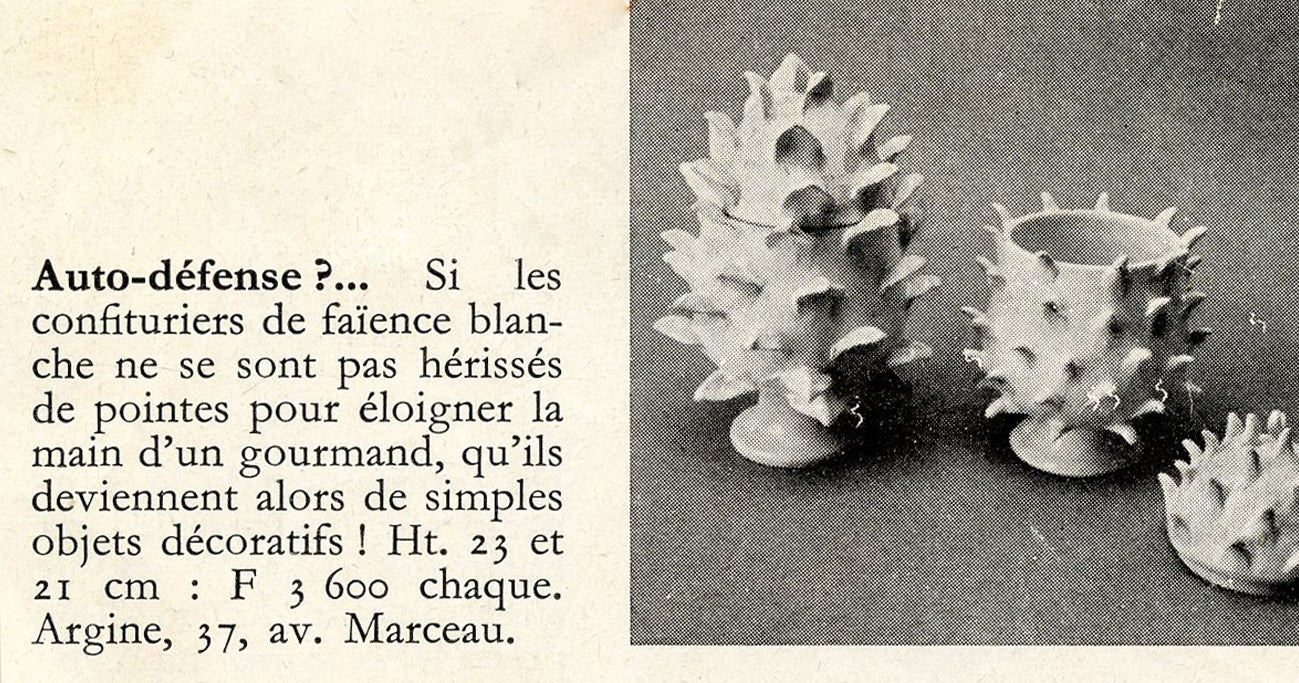 Archives : coupure de presse Jean Roger paris faïence émaillée bougeoir objet décoratif